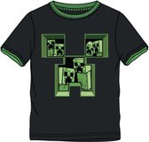 Minecraft t-shirt korte mouw - zwart - groen met creeper - maat 116 / 6 jaar