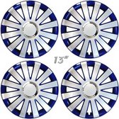 Wieldoppen ONYX-BL 13 inch zilver/blauw/chroom ring (set a 4 stuks in doos)