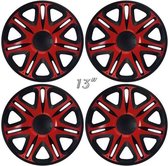 Wieldoppen NASCAR-FIRE 13 inch rood/zwart (set a 4 stuks in doos)