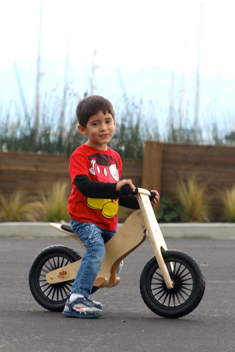 Kinderfeets houten loopfiets klassiek vanaf 2 jaar - Naturel Hout — afbeelding 3