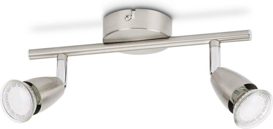 Prolight Plafondlamp - Opbouwspot - 2 Lichtpunten - Warm Wit Licht - 2 x 3W - 250 Lumen - Zilver