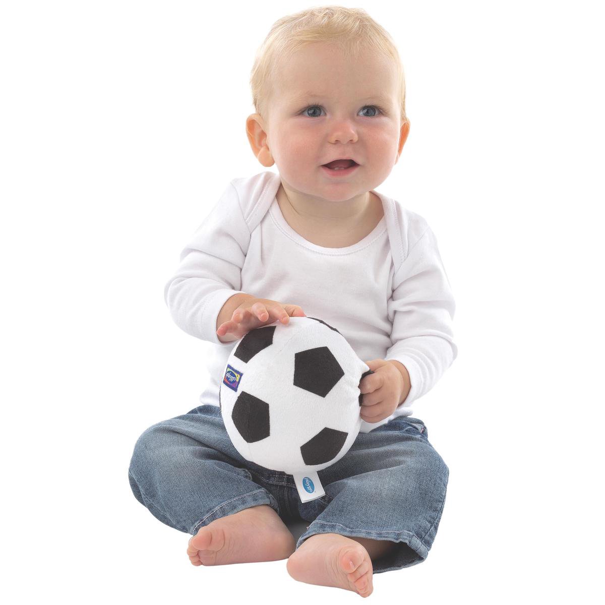 Playgro Baby Pluche Voetbal - Mijn eerste bal - Baby bal - Baby speelgoed - Voetbal Baby - Zachte Baby bal - Rammelaar Baby - Baby bal - Baby Speelgoed - Educatief baby speelgoed - Rammelaar - Zwart Wit - Belletje - 13cm — afbeelding 11