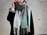 Mooie lange warme winter sjaal groen-tinten grijs-tinten