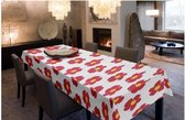 Joy@home Tafellaken - Tafelkleed - Tafelzeil - Afgewerkt Met Biaislint - Opgerold op dunne rol - Geen plooien - Trendy - Bloem Rood