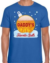 Fout Kerst shirt / t-shirt - Daddy his favorite balls - bier / biertje - drank -blauw voor heren - kerstkleding / kerst outfit S (48)