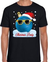 Fout Kerst shirt / t-shirt - Christmas party met coole kerstbal - zwart voor heren - kerstkleding / kerst outfit L (52)