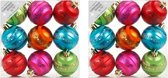 18x Gekleurde mix kunststof kerstballen pakket 6 cm - Kerstboomversiering gekleurd