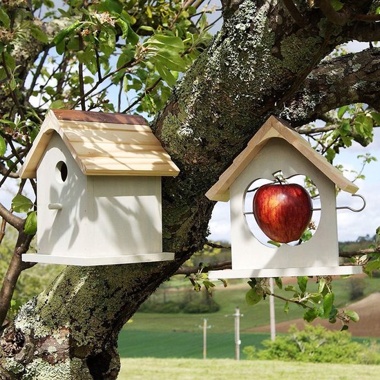 Vogelhuisje nestkast + Appel voeder set | leuke tuin vogel nesthuisje en  voederhuisje ... | bol.com