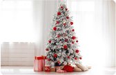 4 X  PLACEMAT KERSTBOOM - Kerstboom met rode ballen -  28,5x43,5CM - Hittebestendig
