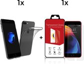 iPhone 7 Plus en 8 Plus Telefoonhoesje met 1 x Screenprotector | Transparent Siliconen Tpu Smartphone Case | Gehard Beschermglas