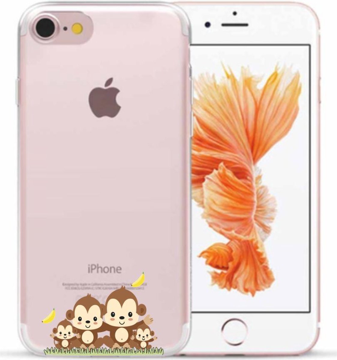 Apple Iphone 7 / 8 / SE2020 / SE2022 transparant siliconen hoesje -Vrolijke aapjes