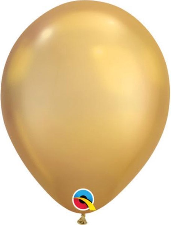 Qualatex ballonnen CHROME goud 16 cm (100 stuks)