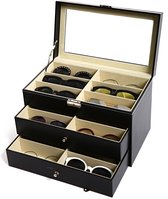 Fliex Brillen doos zonnebrillen opbergen Zwart - Slot - Voor 18 brilen