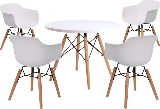 Super bol.com | Kindertafel wit met 4 witte stoelen QU-69