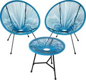 tectake -  Set van 2 stoelen Gabriella met tafel blauw - 403311