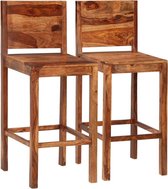 Barstoelen hout bruin set 2 stuks (incl Houten dienblad) / eetkamerstoelen / stapelbaar / zwart met rugleuning / barstoelenset / barkrukken / hoge krukken