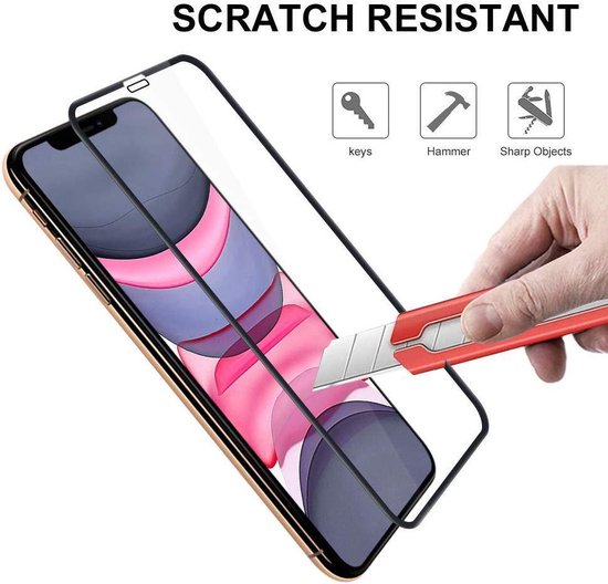 iPhone 11 Pro Max - Bookcase white - étui portefeuille + 2X Full Cover Tempered Glass écran en verre trempé