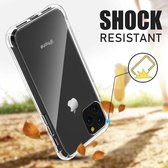 iPhone 11 Pro Max Hoesje Anti-Shock TPU Siliconen Soft Case + 2X Tempered Glass Screenprotector
