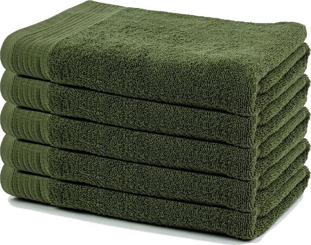 The One Badlaken 70×140 cm Olijfgroen – Set van 5