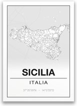 Poster/plattegrond SICILIA - 30x40cm