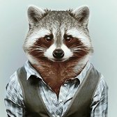 Wizardi diamond painting – Mister Raccoon - 38 x 38 cm