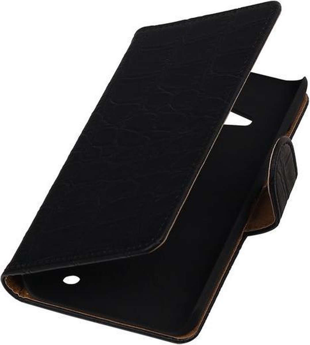 Zwart Krokodil Booktype Microsoft Lumia 550 Wallet Cover Hoesje