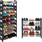 Schoenenrek stapelbaar - schoenenkast - max 30 paar schoenen opbergen - zwart - met hoes