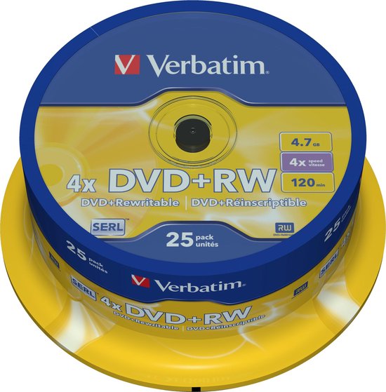 Verbatim Dvd Rw 4 7gb 4x Sp Matt Silver Surface Rohling Bol Com