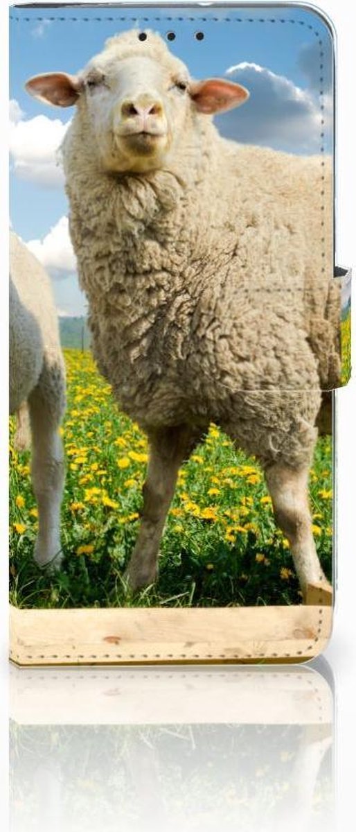 Motorola Moto G7 Power Telefoonhoesje met Pasjes Schaap en Lammetje