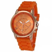Fako® - Horloge - Geneva - Roman Siliconen - Oranje