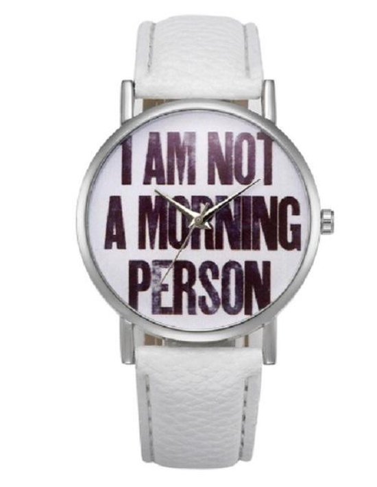 Hidzo Horloge I Am Not A Morning Person ø 37 mm – Wit – In horlogedoosje
