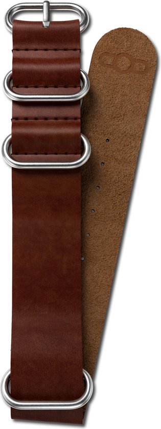 Horlogeband 22mm croco leer zwart - rood