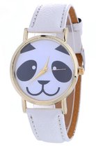 Hidzo Horloge Panda ø 37 mm - Wit - Kunstleer