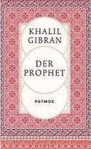 Boekomslag van 'Der Prophet' van Khalil Gibran met een rood-wit geometrisch patroon.