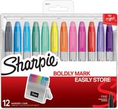 Sharpie Fine Point Vibrant Colors lot de 12 dans une boîte en plastique