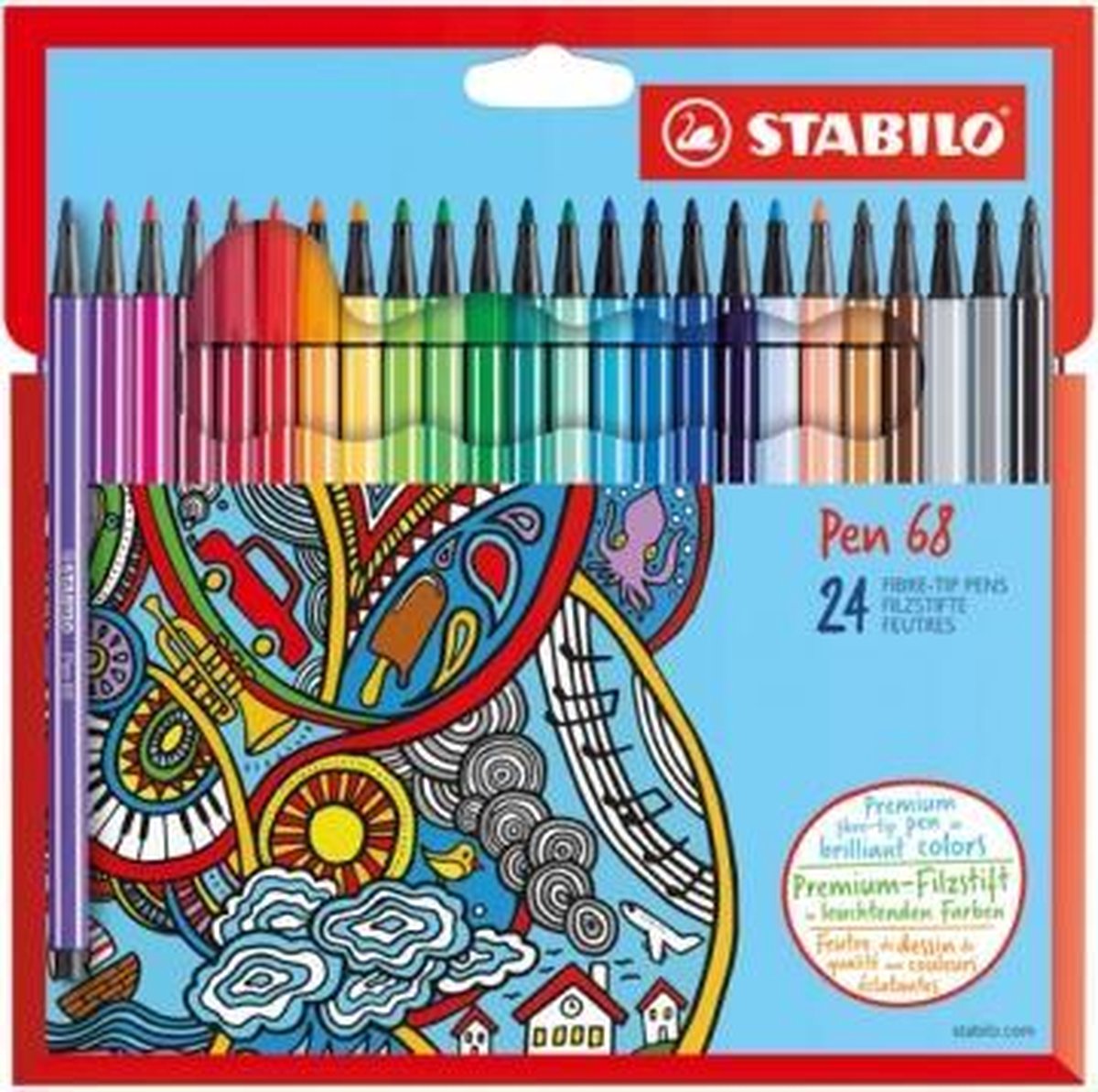 Viltstiften STABILO Pen 68 etui 24 kleuren