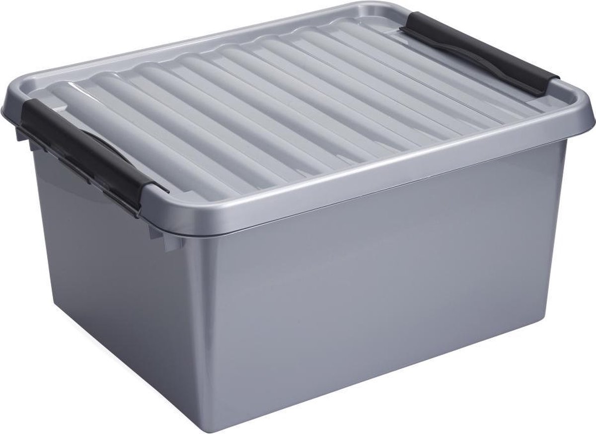 Sunware - Q-line opbergbox 36L metaal zwart  - 50 x 40 x 26 cm