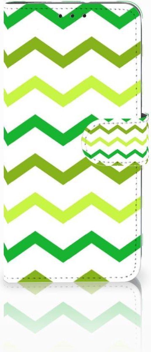 Book Case voor Motorola Moto G7 Power Telefoon Hoesje Zigzag Groen