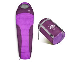 Lumaland - Mummieslaapzak - outdoor slaapzak - 230 x 80 cm - incl. tas, verpakt 50 x 25 cm - Paars