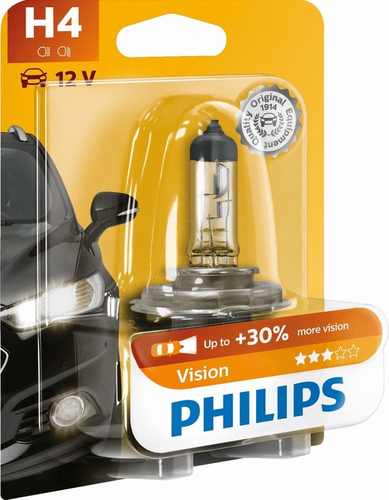 Schrijf op Clancy contant geld Philips Vision Halogeenlamp - H4 Autolamp - 12V | bol.com