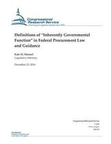 Definitions of Inherently Governmental Function in Federal Procurement Law and Guidance