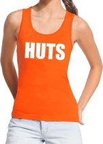 Huts fun tekst tanktop / mouwloos shirt tanktop -  Oranje kleding voor dames S