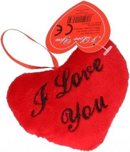 Valentijn Pluche I Love You kussentje 10 cm