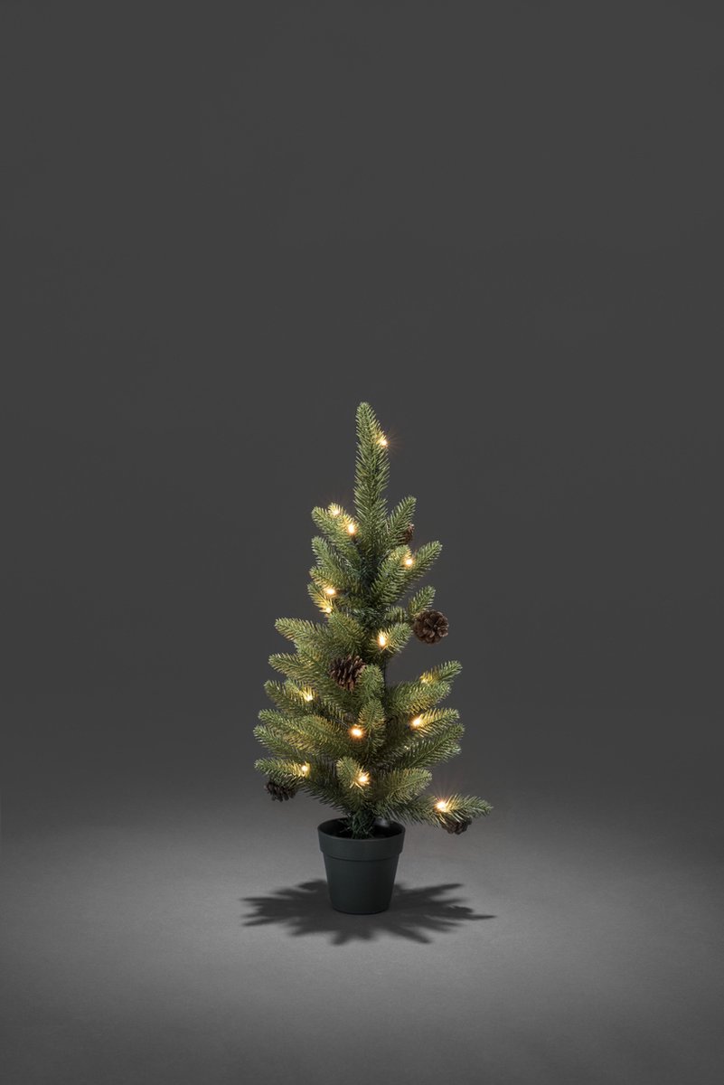 Konstsmide 3781 - Kerstdecoratie - 24 lamps LED kerstboompje - 60cm - 6u en 9u timer - op batterij - voor buiten - warmwit