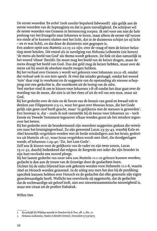 Boekpagina met tekst over de ark van Noach, de geboorte van Seth, de schepping en de vloed, met citaten uit de Bijbel.