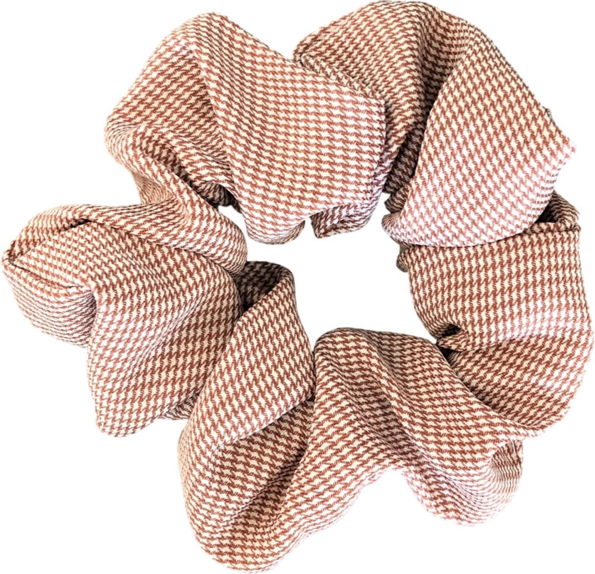 Kraagjeskopen.nl®  Scrunchie 1 stuk Geruit Koper Exclusief Extra Vol en Luxe - Haarelastiek Haarwokkel - Scrunchies met Ruitjes