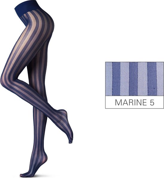 heroïsch grot Malaise PINSTRIPE tights fashion 20 denier - Blauw - Maat M | bol.com