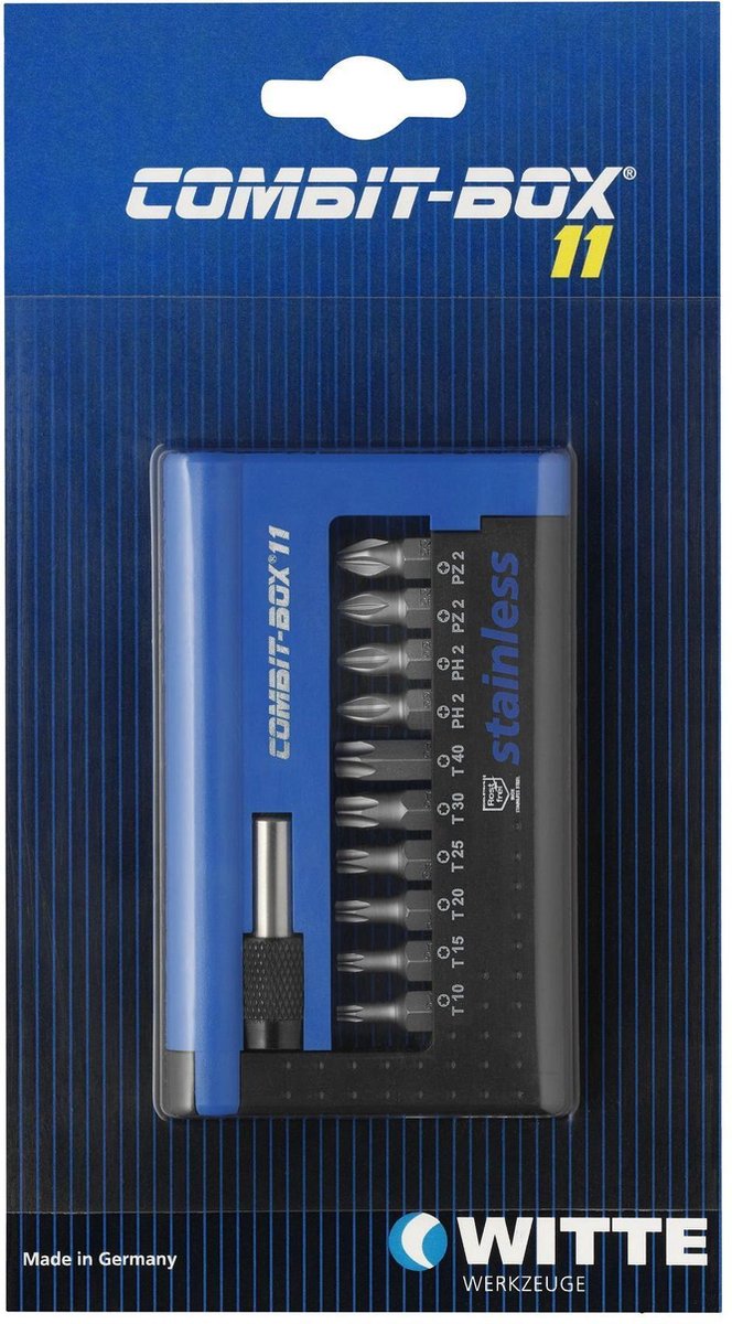 Witte bitset combitbox II stainless 10-delig