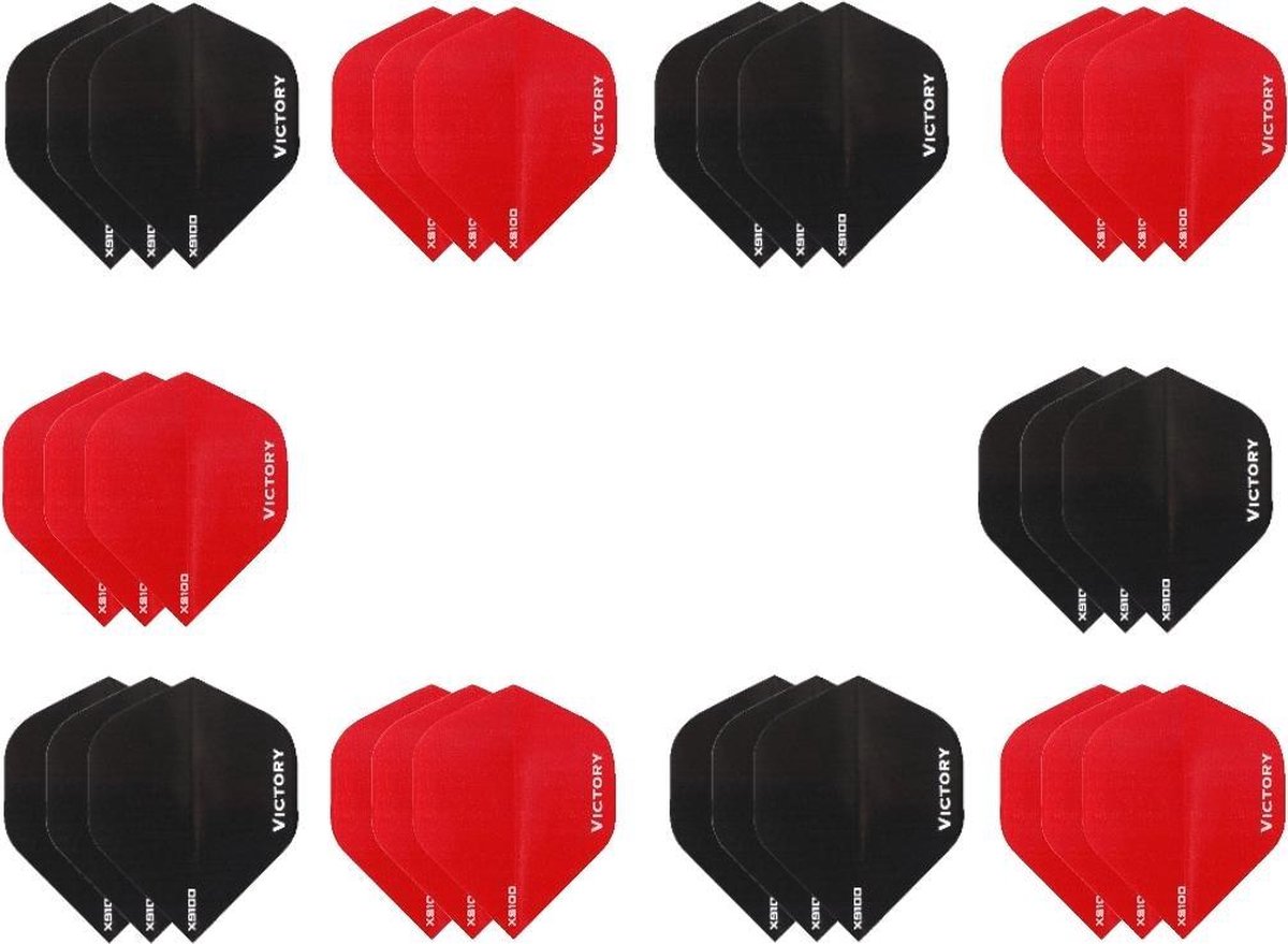 Dragon darts - 10 sets (30 stuks) - XS100 Poly flights - duo kleur pakket - Zwart en Rood - dart flights - darts flights