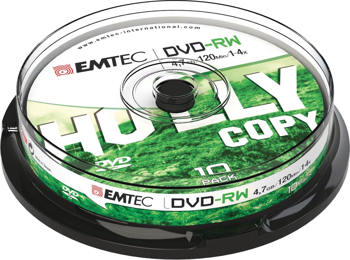 EMTEC DVD-RW 4 7GB 4X Speed CB - 10stk Cake Box